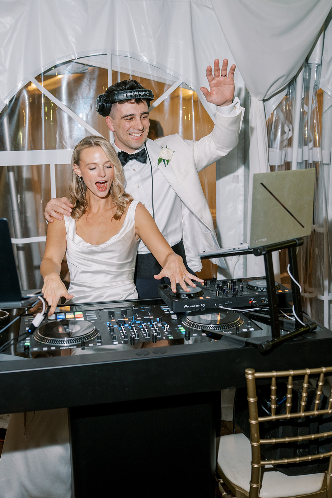 Wedding celebration at Taft Museum of Art, photograph 113; the groom performed a guest DJ set