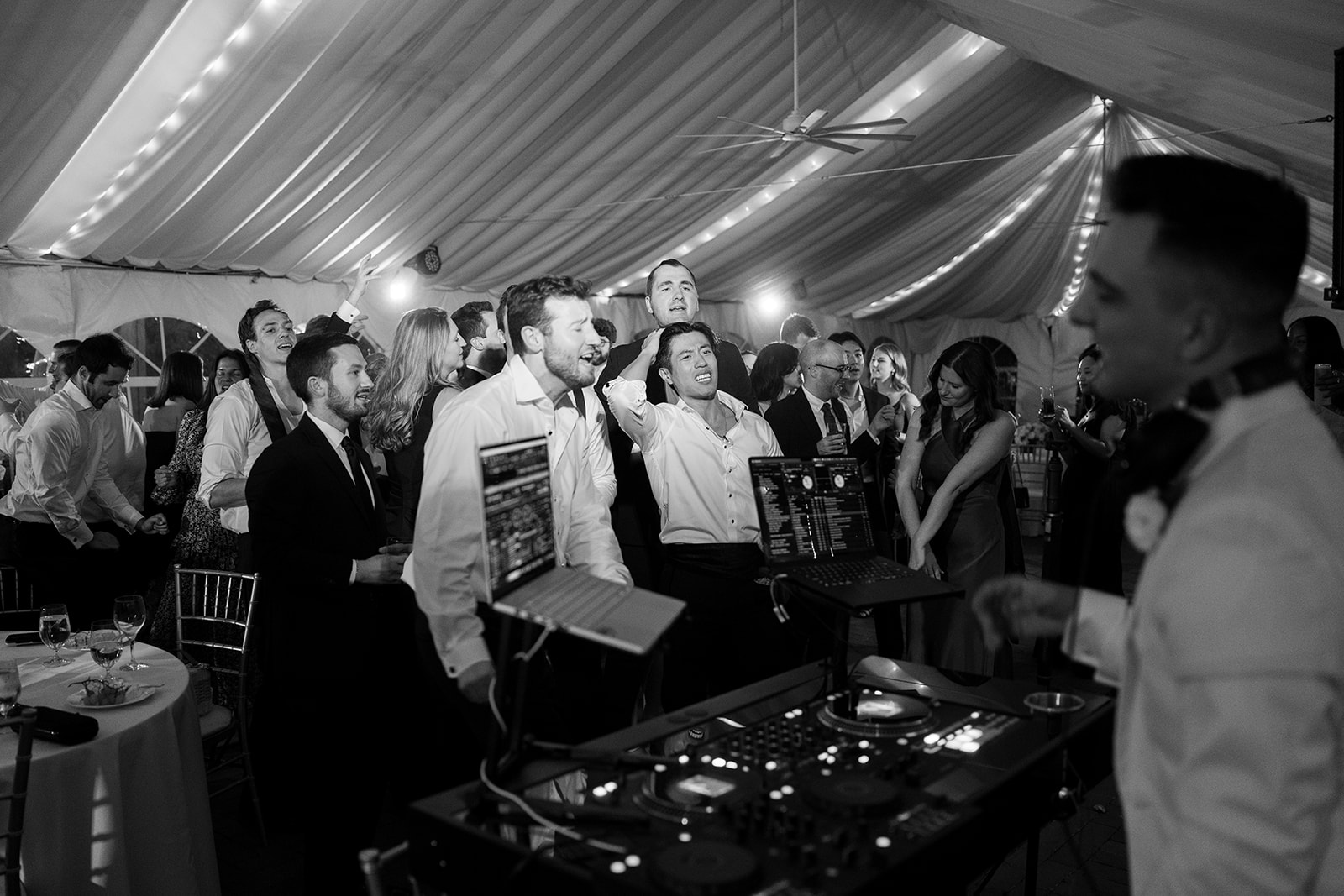 Wedding celebration at Taft Museum of Art, photograph 114; the groom performed a guest DJ set