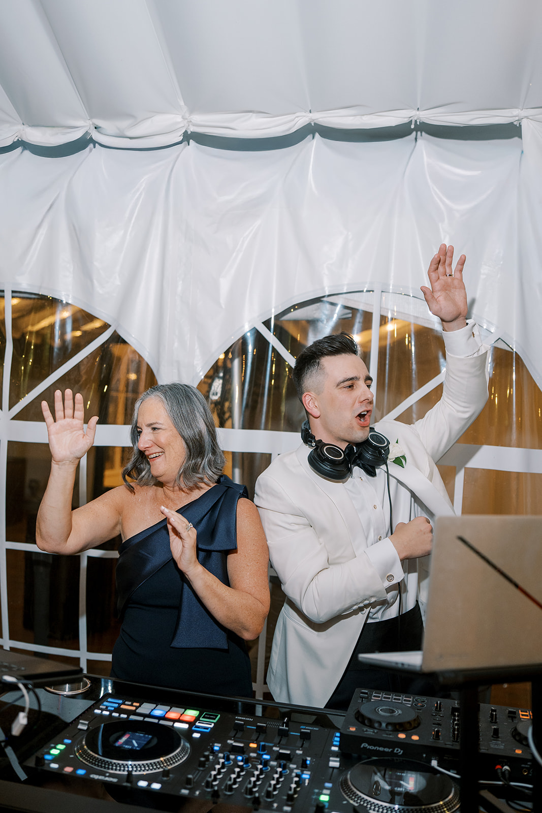 Wedding celebration at Taft Museum of Art, photograph 115; the groom performed a guest DJ set